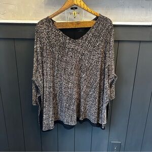 Catherine's Sheer Blouse Lined Interior Tank Womens 4X Black Pullover Top